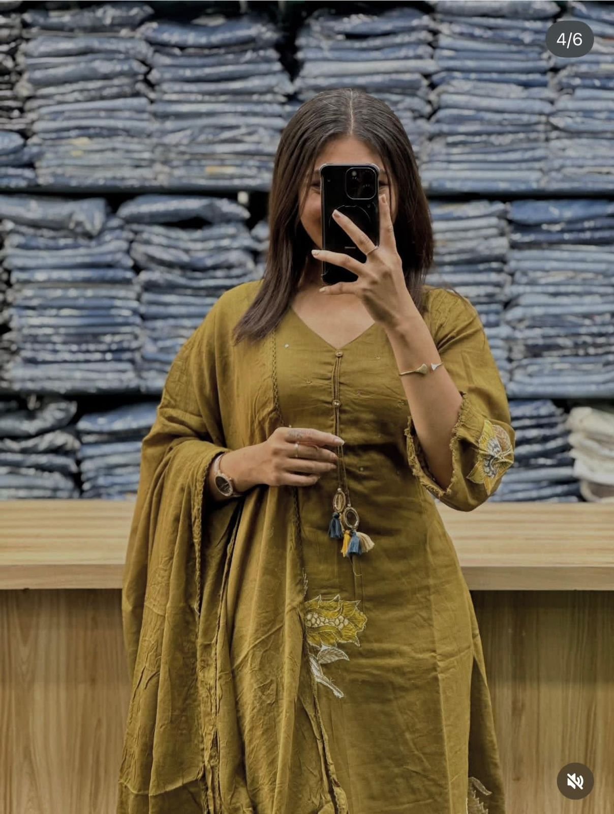 Green Embroidered Cotton Kurti Palazzo Dupatta Set